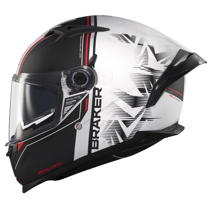 Casque moto intégral MT Braker SV Charm noir mat-blanc