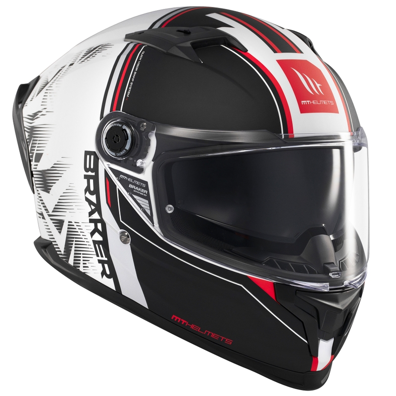 Casque moto intégral MT Braker SV Charm noir mat-blanc