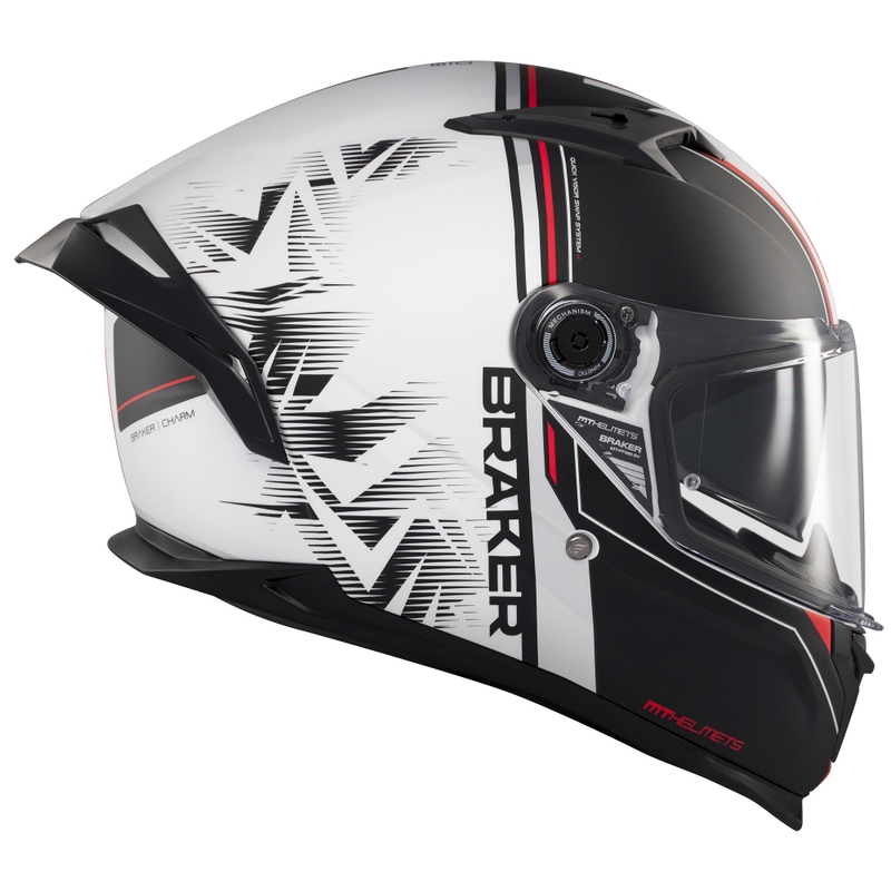 Casque moto intégral MT Braker SV Charm noir mat-blanc