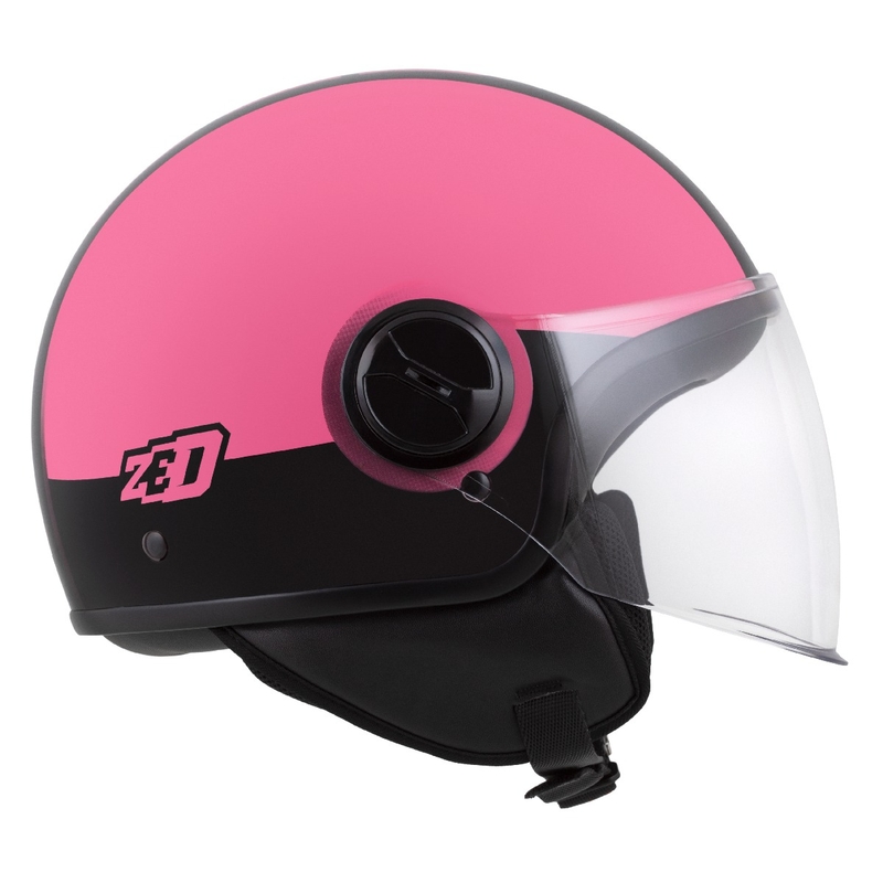 Casque jet ZED C35 rose-noir