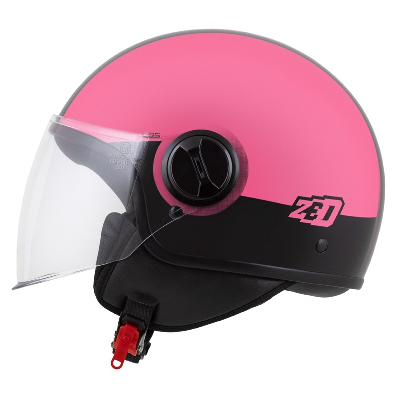 Casque jet ZED C35 rose-noir