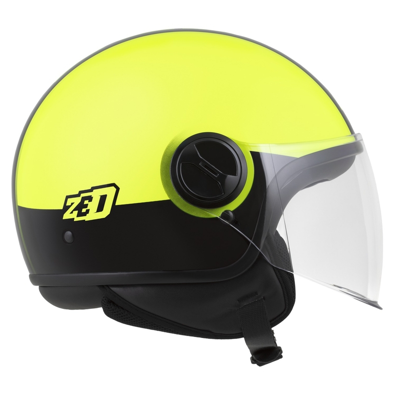 Casque jet ZED C35 jaune fluo-noir