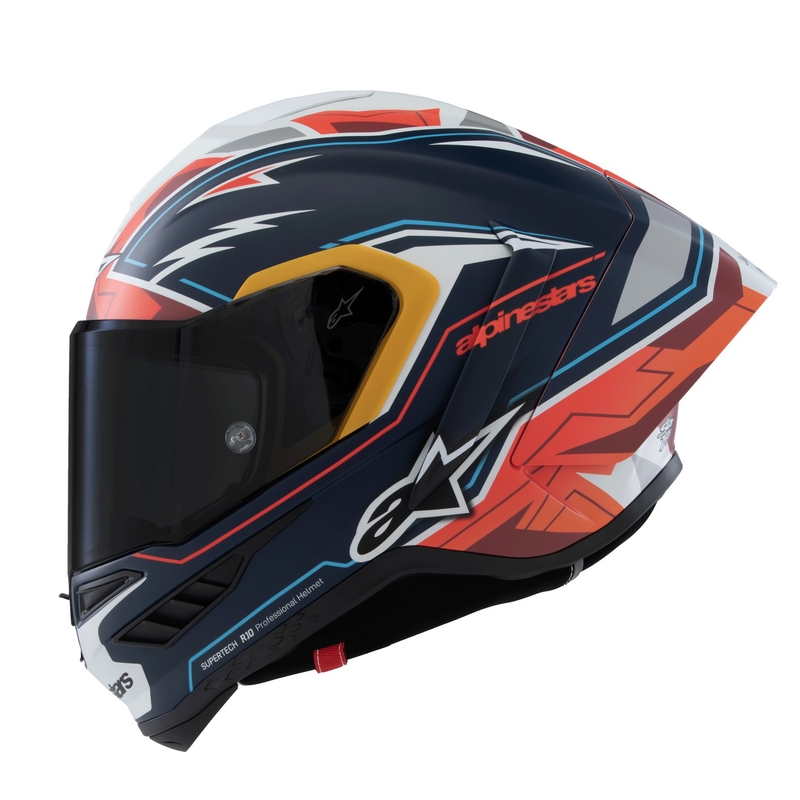 Casque moto intégral Alpinestars Supertech R-10 édition limitée Pedro Acosta bleu mat-rouge-blanc