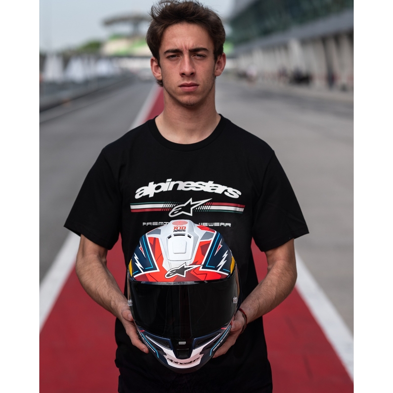 Casque moto intégral Alpinestars Supertech R-10 édition limitée Pedro Acosta bleu mat-rouge-blanc