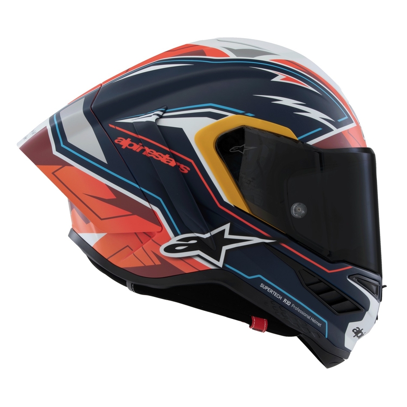 Casque moto intégral Alpinestars Supertech R-10 édition limitée Pedro Acosta bleu mat-rouge-blanc