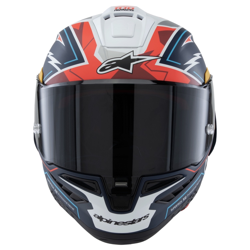 Casque moto intégral Alpinestars Supertech R-10 édition limitée Pedro Acosta bleu mat-rouge-blanc
