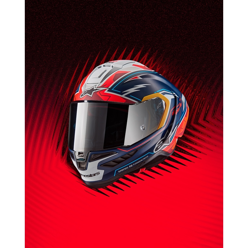 Casque moto intégral Alpinestars Supertech R-10 édition limitée Pedro Acosta bleu mat-rouge-blanc