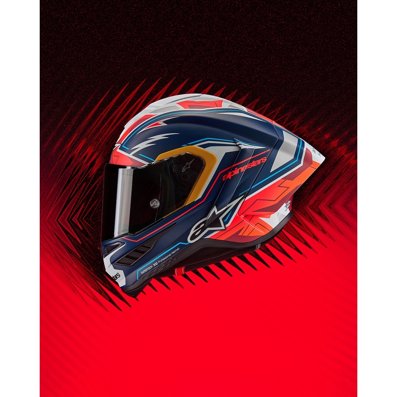 Casque moto intégral Alpinestars Supertech R-10 édition limitée Pedro Acosta bleu mat-rouge-blanc