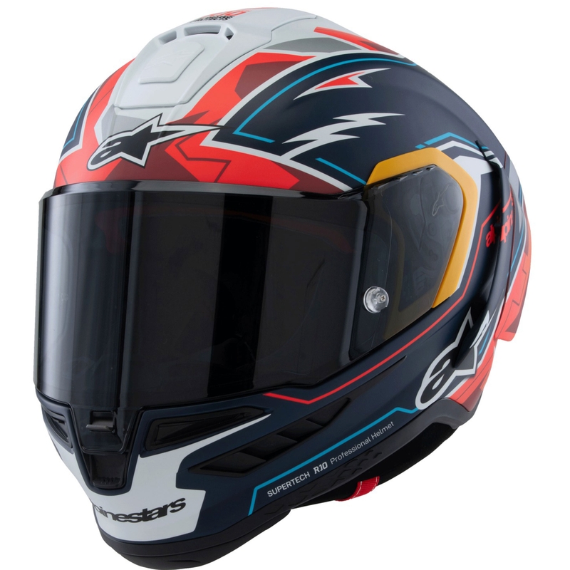 Casque moto intégral Alpinestars Supertech R-10 édition limitée Pedro Acosta bleu mat-rouge-blanc