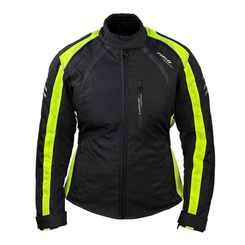 Veste moto femme Roleff Venedig noir-jaune fluo
