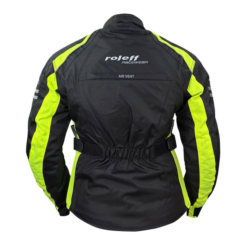 Veste moto femme Roleff Venedig noir-jaune fluo