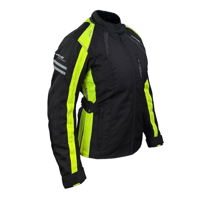 Veste moto femme Roleff Venedig noir-jaune fluo