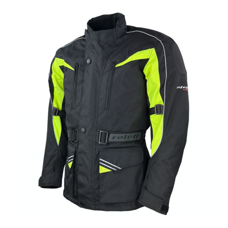 Veste moto Roleff Kodra noir-jaune fluo