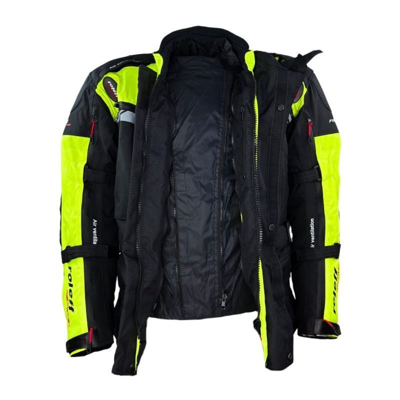 Veste moto Enduro Roleff Kodra noir-jaune fluo