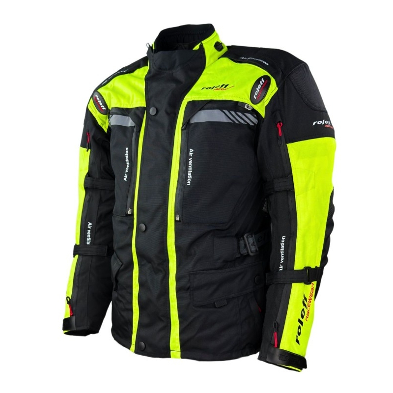 Veste moto Enduro Roleff Kodra noir-jaune fluo