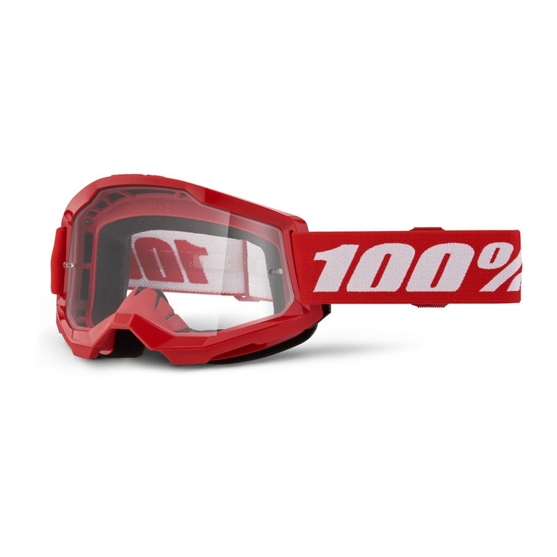 Lunettes de motocross enfant 100% Strata 2 rouge (plexi transparent)