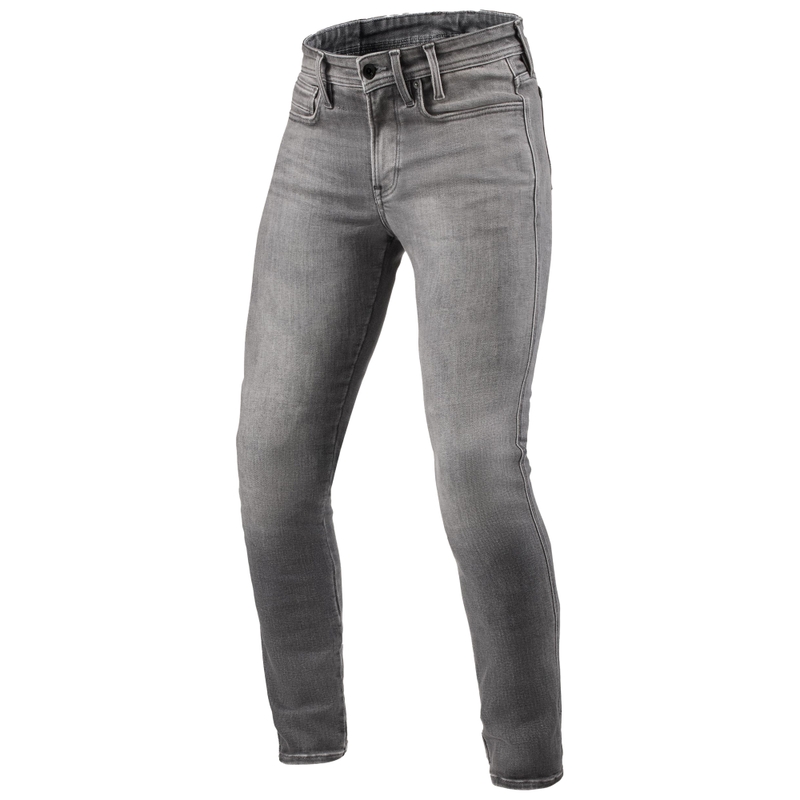 Jean moto skinny Revit Piston 3 Long délavé gris