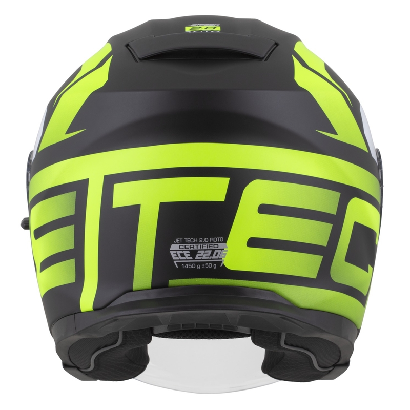 Casque moto jet Cassida Jet Tech 2.0 RoTo Noir mat-Jaune fluo-Blanc