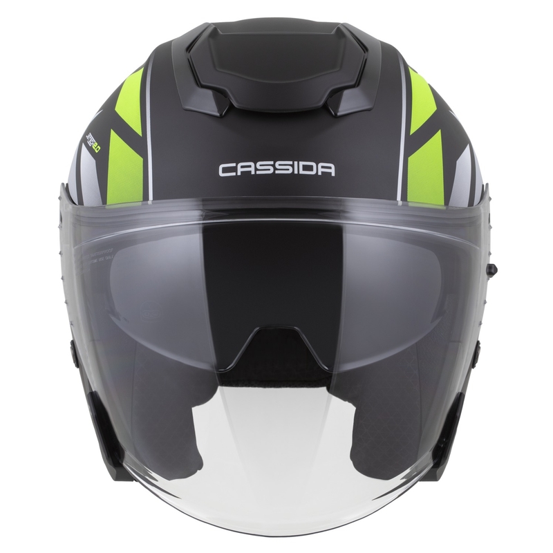 Casque moto jet Cassida Jet Tech 2.0 RoTo Noir mat-Jaune fluo-Blanc