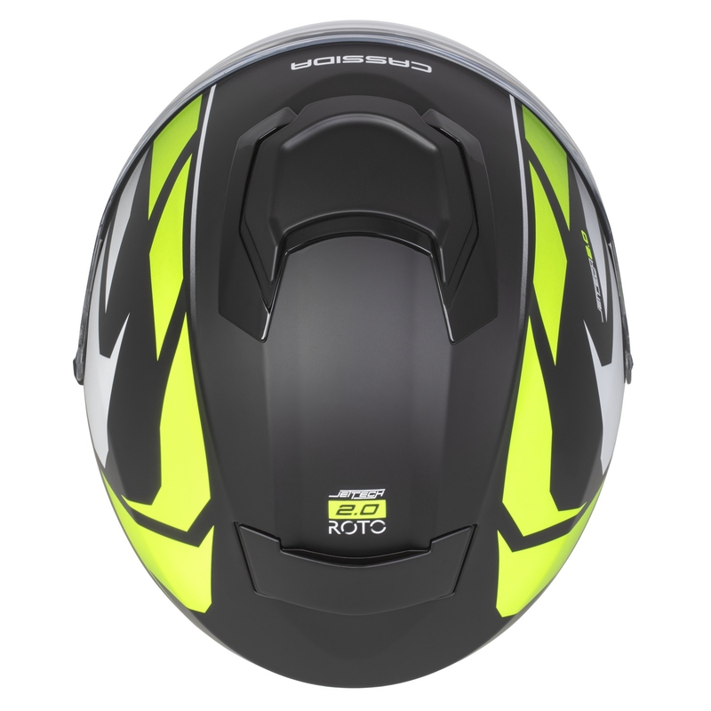 Casque moto jet Cassida Jet Tech 2.0 RoTo Noir mat-Jaune fluo-Blanc