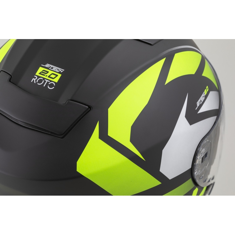 Casque moto jet Cassida Jet Tech 2.0 RoTo Noir mat-Jaune fluo-Blanc