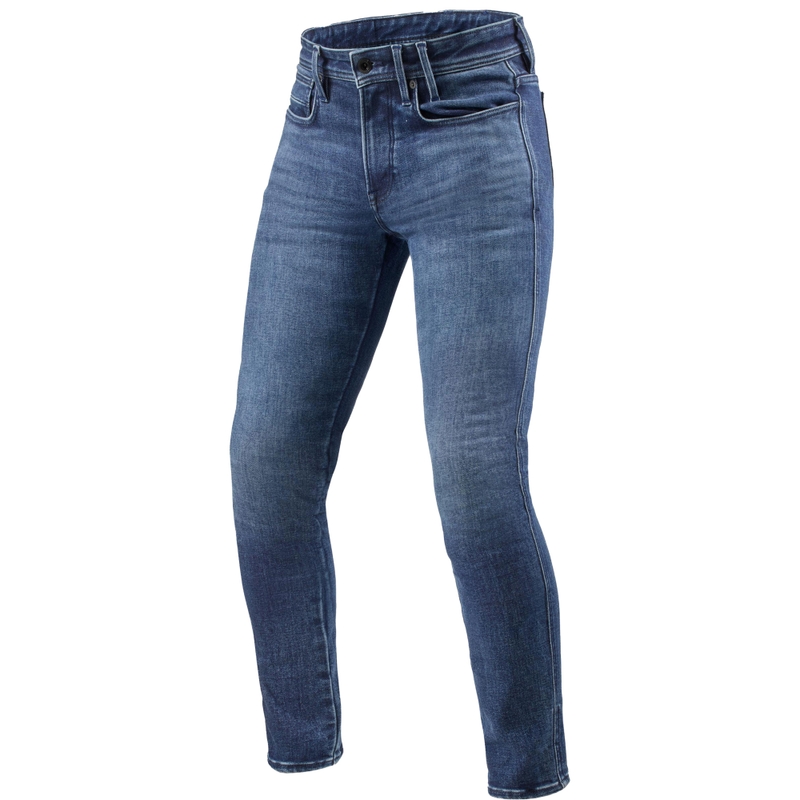Jean moto skinny Revit Piston 3 Short bleu délavé