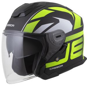 Casque moto jet Cassida Jet Tech 2.0 RoTo Noir mat-Jaune fluo-Blanc