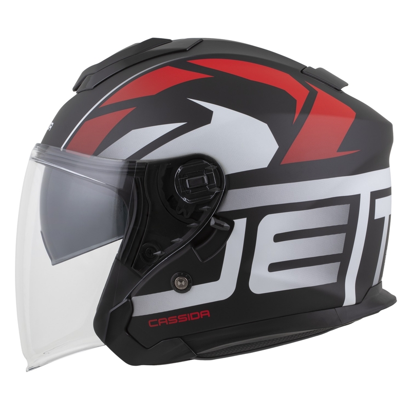Casque moto jet Cassida Jet Tech 2.0 RoTo noir mat-rouge-blanc