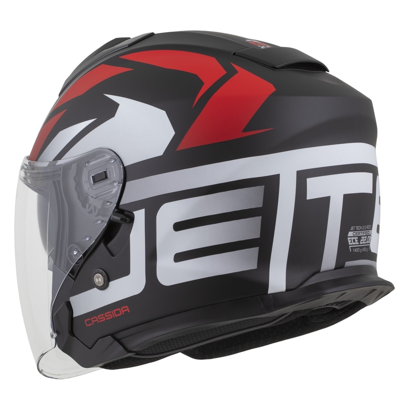 Casque moto jet Cassida Jet Tech 2.0 RoTo noir mat-rouge-blanc