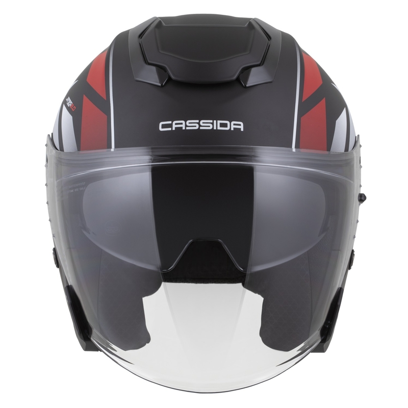 Casque moto jet Cassida Jet Tech 2.0 RoTo noir mat-rouge-blanc