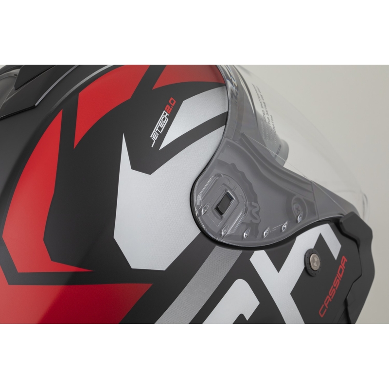 Casque moto jet Cassida Jet Tech 2.0 RoTo noir mat-rouge-blanc