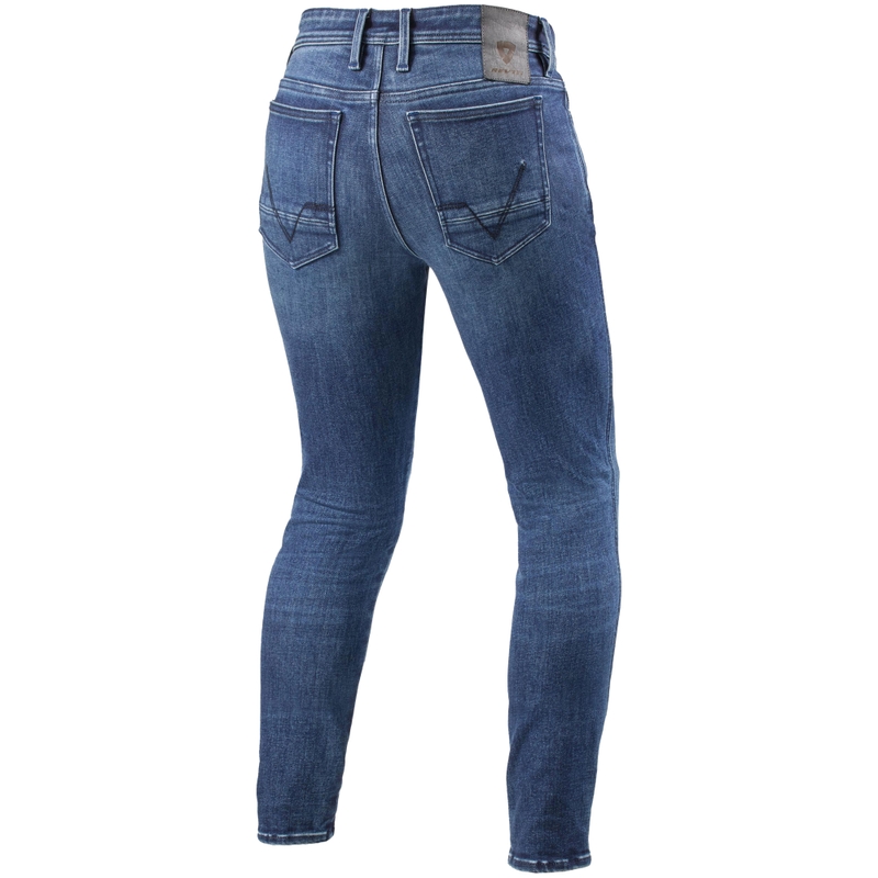 Jean moto skinny Revit Piston 3 Long bleu délavé