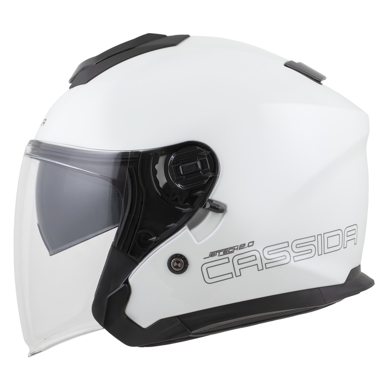 Casque moto jet Cassida Jet Tech 2.0 Solid blanc-noir-gris