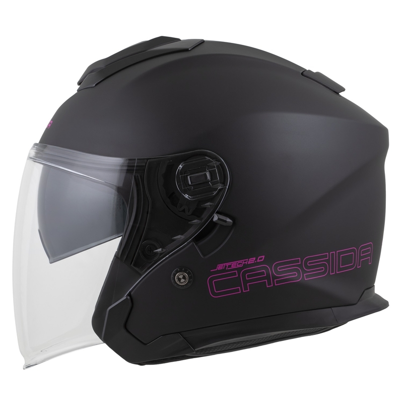 Casque moto ouvert Cassida Jet Tech 2.0 Solid noir mat-rose