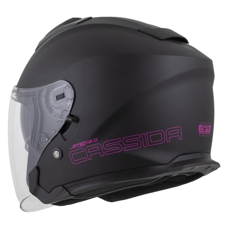 Casque moto ouvert Cassida Jet Tech 2.0 Solid noir mat-rose