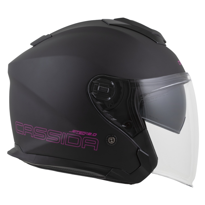 Casque moto ouvert Cassida Jet Tech 2.0 Solid noir mat-rose