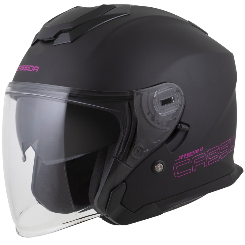 Casque moto ouvert Cassida Jet Tech 2.0 Solid noir mat-rose