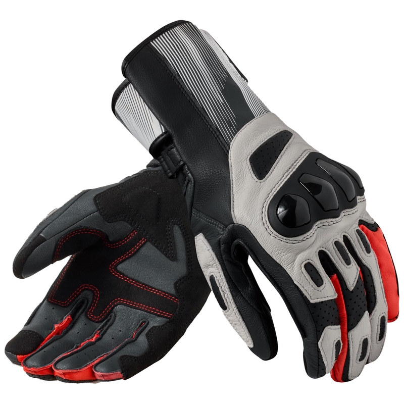 Gants moto Revit Metis 2 gris clair - rouge fluo
