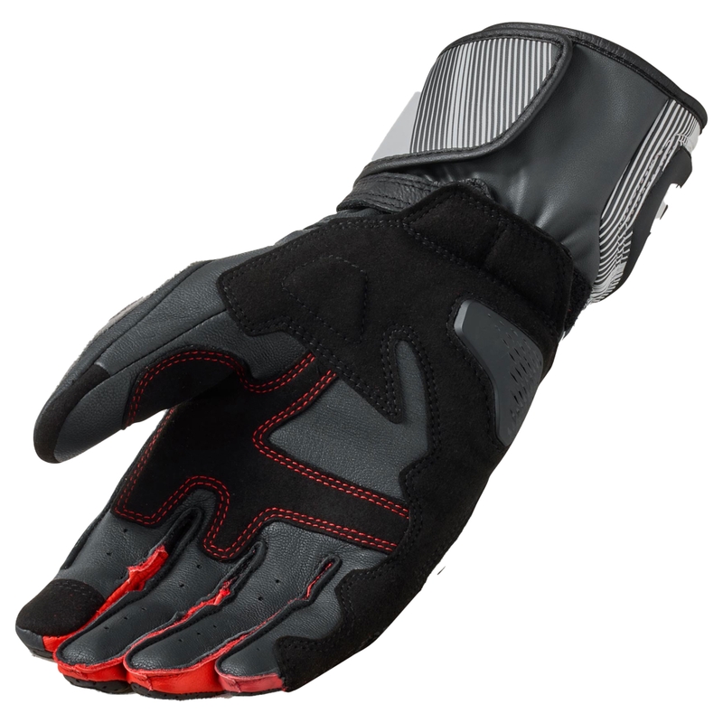 Gants moto Revit Metis 2 gris clair - rouge fluo