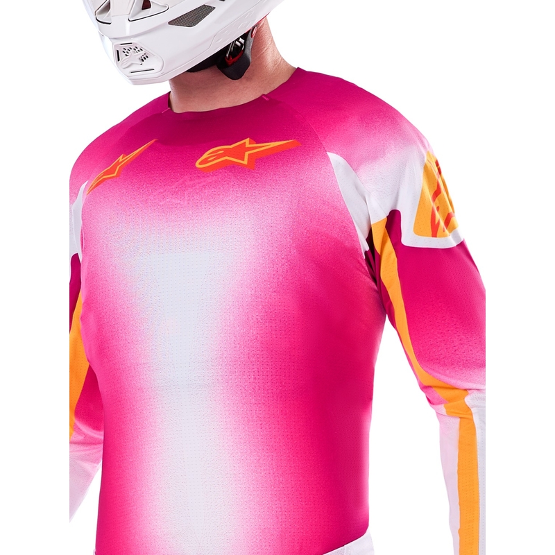 Maillot motocross Alpinestars Supertech SX AFD édition limitée MIG rose fluo-blanc-orange