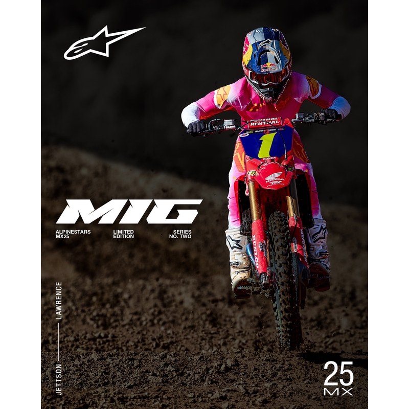 Maillot motocross Alpinestars Supertech SX AFD édition limitée MIG rose fluo-blanc-orange