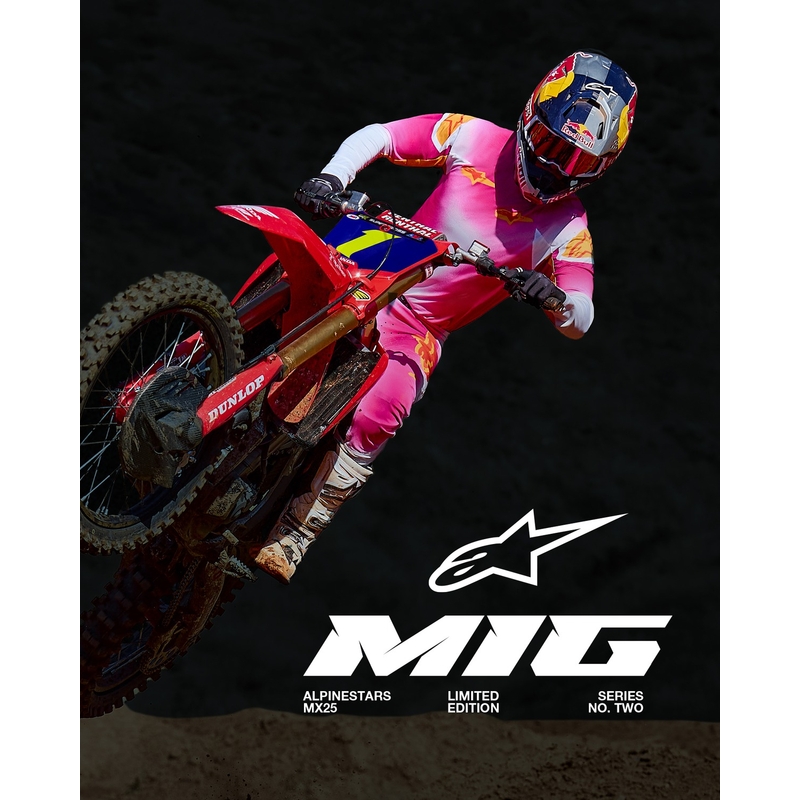 Maillot motocross Alpinestars Supertech SX AFD édition limitée MIG rose fluo-blanc-orange