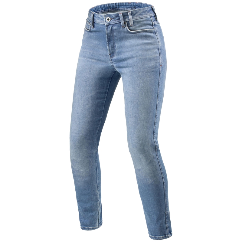 Jean moto skinny Revit Shelby 3 pour femme, bleu clair