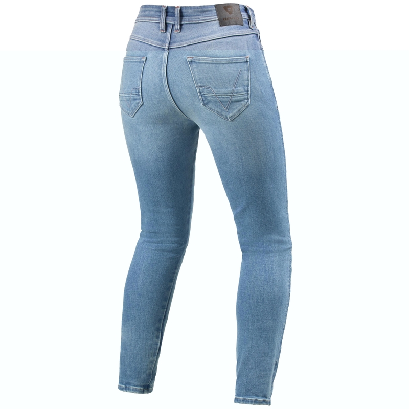 Jean moto skinny Revit Shelby 3 Short pour femme, bleu clair