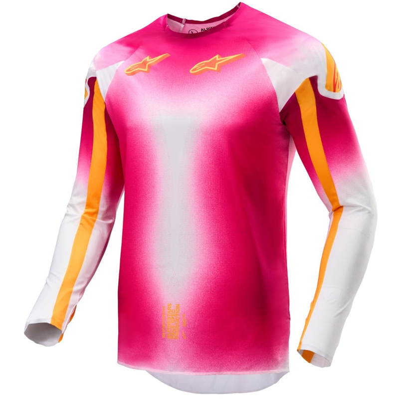 Maillot motocross Alpinestars Supertech SX AFD édition limitée MIG rose fluo-blanc-orange