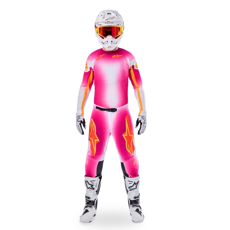 Pantalon motocross Alpinestars Supertech Limited Edition MIG Fluo Rose-Blanc-Orange
