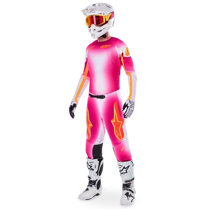 Pantalon motocross Alpinestars Supertech Limited Edition MIG Fluo Rose-Blanc-Orange
