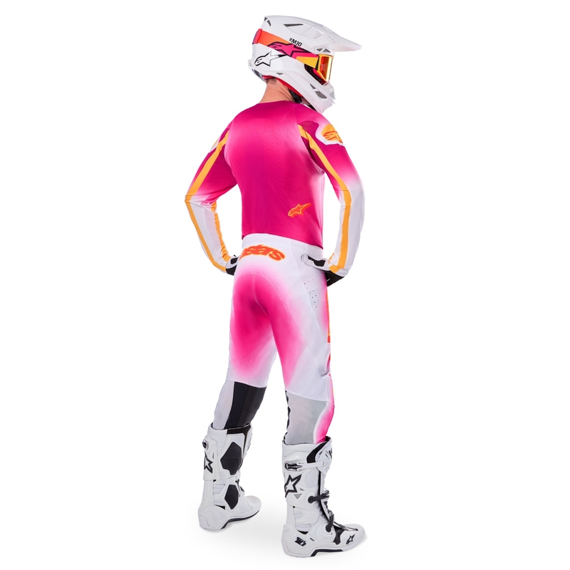 Pantalon motocross Alpinestars Supertech Limited Edition MIG Fluo Rose-Blanc-Orange