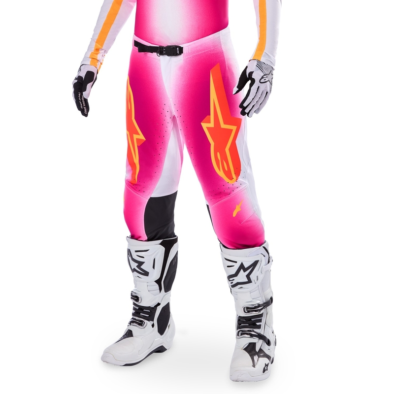 Pantalon motocross Alpinestars Supertech Limited Edition MIG Fluo Rose-Blanc-Orange