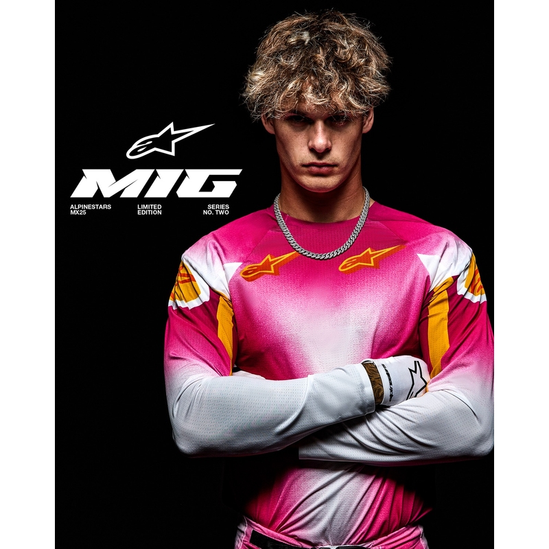 Pantalon motocross Alpinestars Supertech Limited Edition MIG Fluo Rose-Blanc-Orange